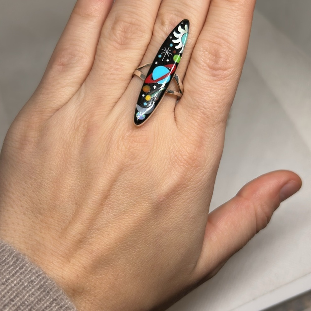 Native style Galaxy Inlay ring sterling - Picture 3 of 6